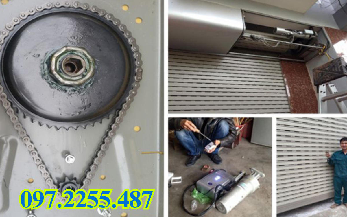 Tra dầu bôi trơn vào ray cửa cuốn để giảm ma sát.